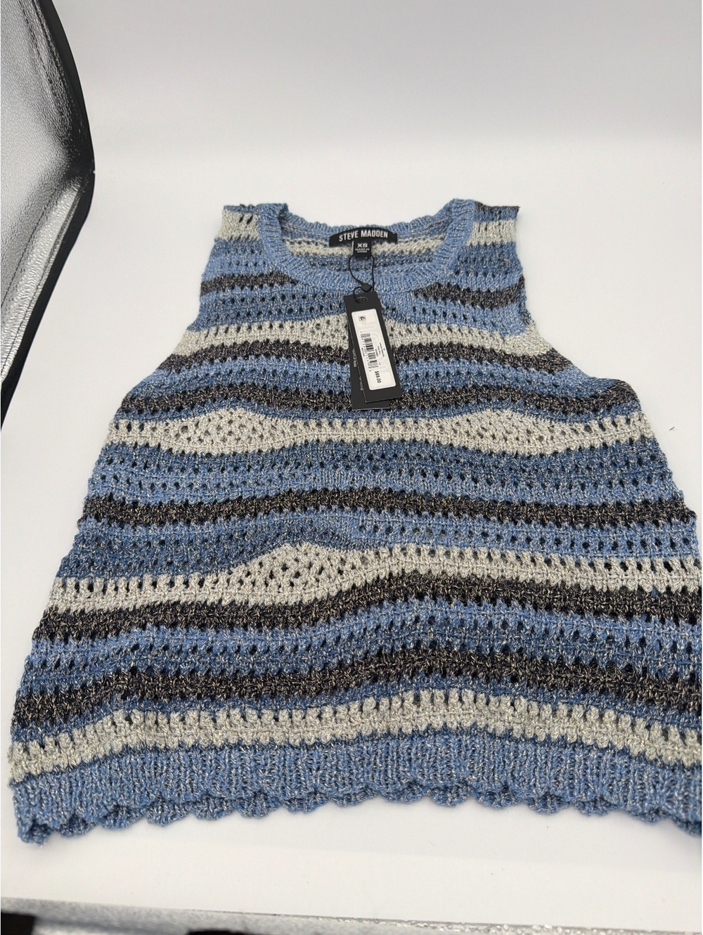 Steve Madden Hannah Sweater Tank Top XS Indigo Blue